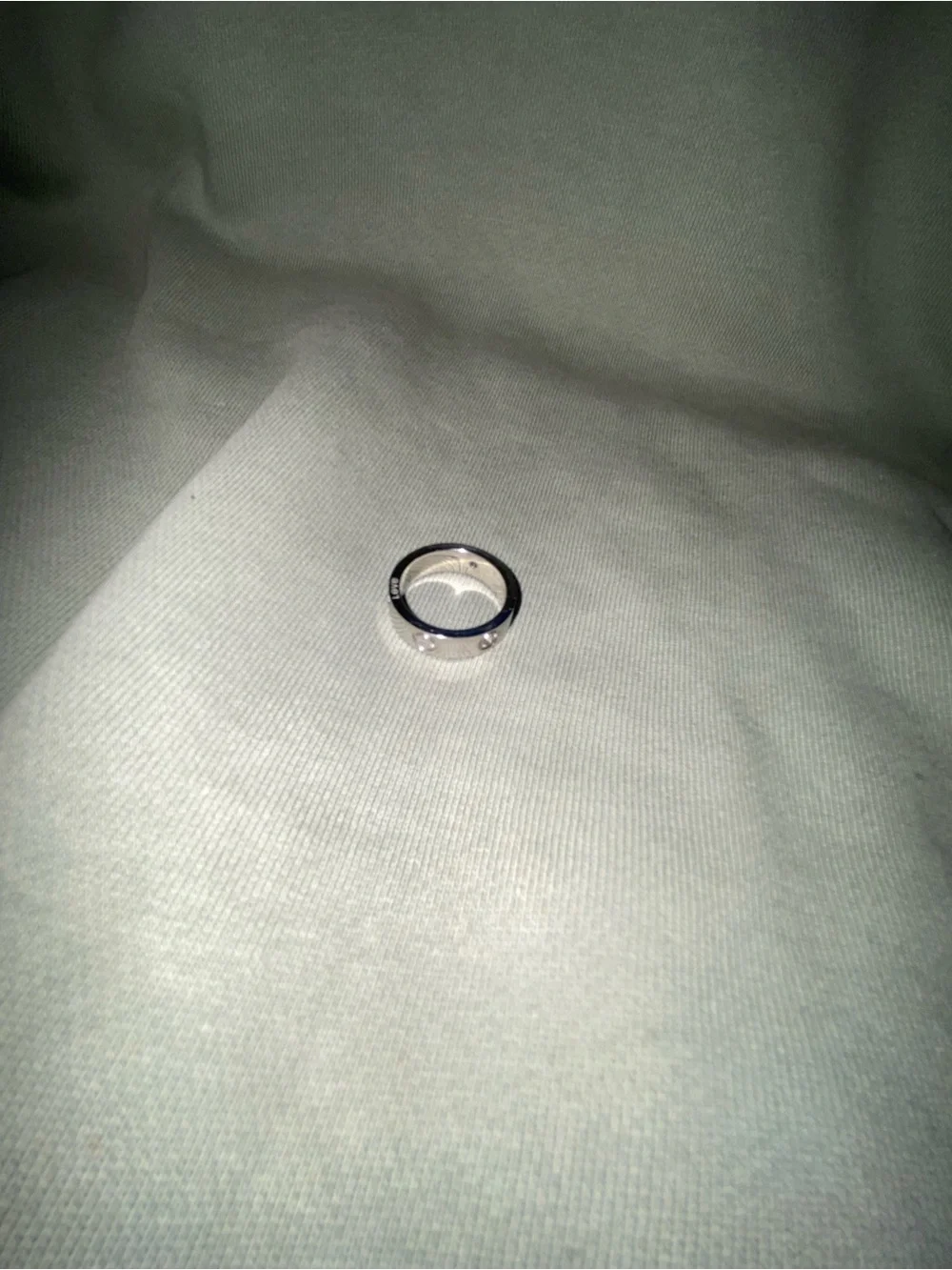 Adjustable Silver and Black Ring on Mandrel 8